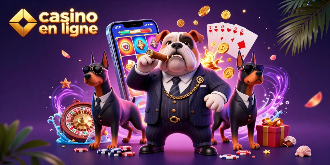 Participez à un jeu de casino en ligne dynamique avec un bulldog cartoon en chef et des éléments dynamiques.