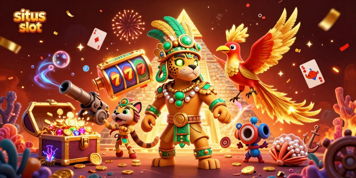 Experience thrilling situs slot action with vibrant graphics and jackpot excitement in this dynamic illustration.