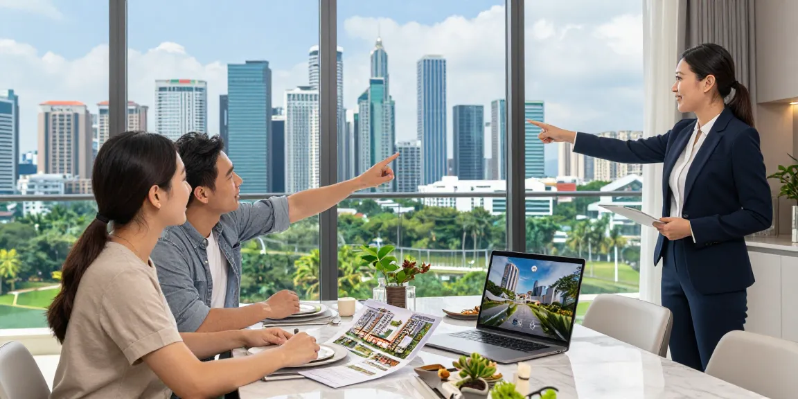Tanjong Rhu Residences showcased with a couple exploring skyline views and discussing potential home.