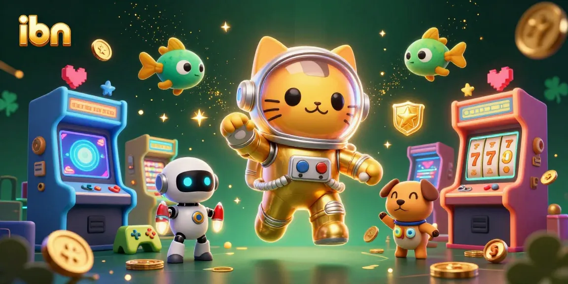 Engage with ibn in a vibrant 3D casino scene featuring adventurous characters and gaming elements, showcasing the excitement of online gambling.