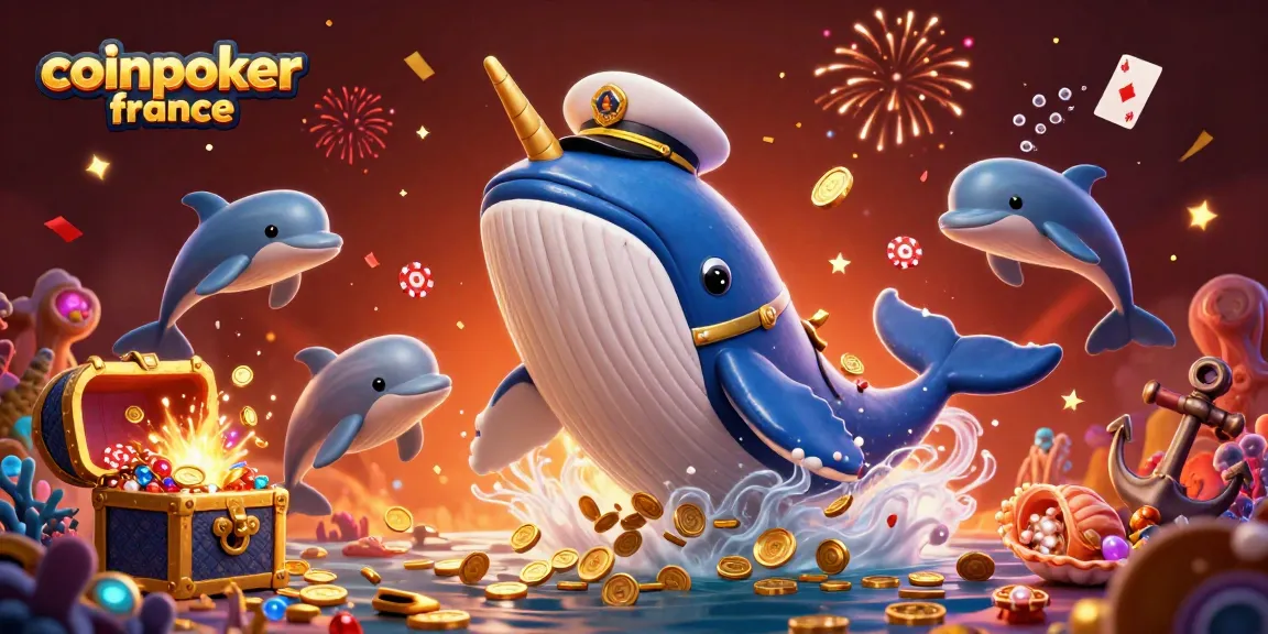 Explorez l'univers de CoinPoker France en jouant avec le cétacé et ses amis sous les pièces d'or