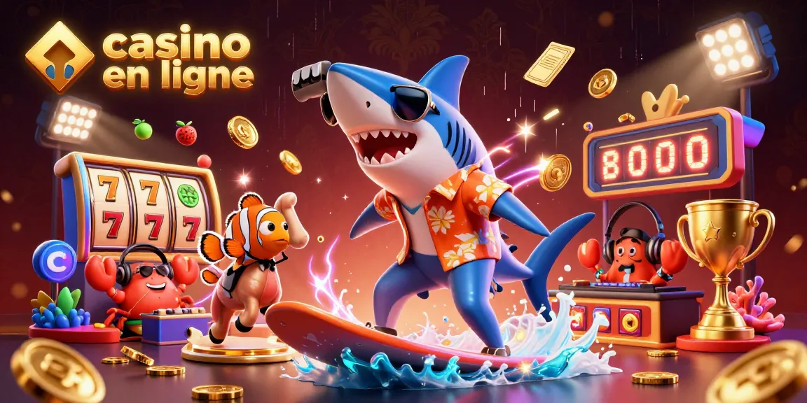 Gagnez au casino en ligne avec cette illustration dynamique montrant des éléments de jeux de machines à sous.