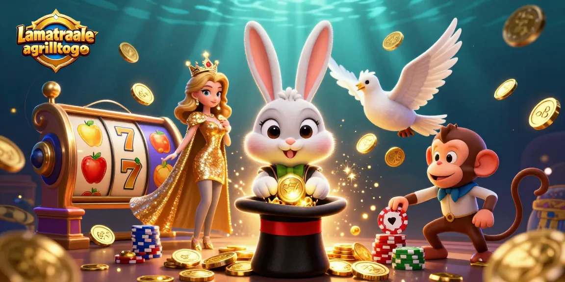 Engage with lamatracamexicangrilltogo by exploring a vibrant 3D casino scene featuring slots.