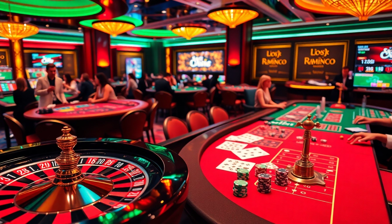 Experience thrilling gameplay at hay.win with vibrant casino scenes featuring roulette wheels and poker tables.