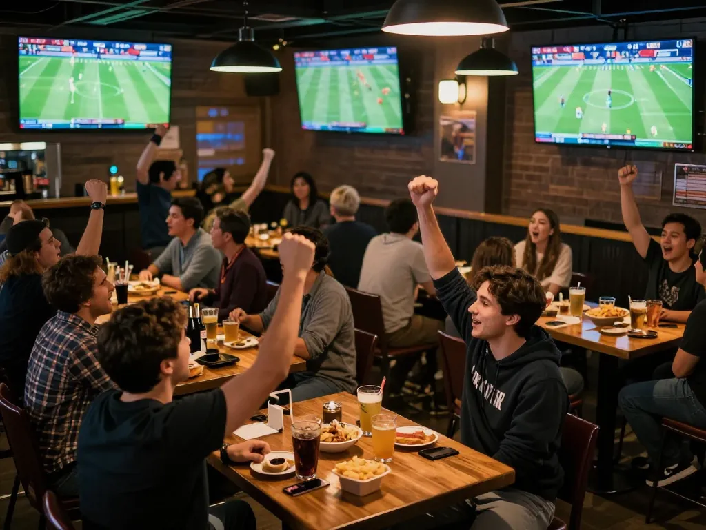 Cakhiatv sports betting atmosphere with fans cheering during live match viewing