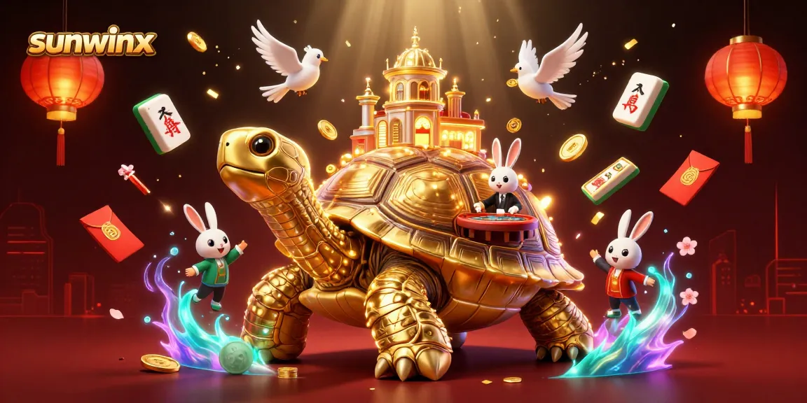 Experience the excitement of sunwinx as golden tortoises and dealers bring casino joy to life.