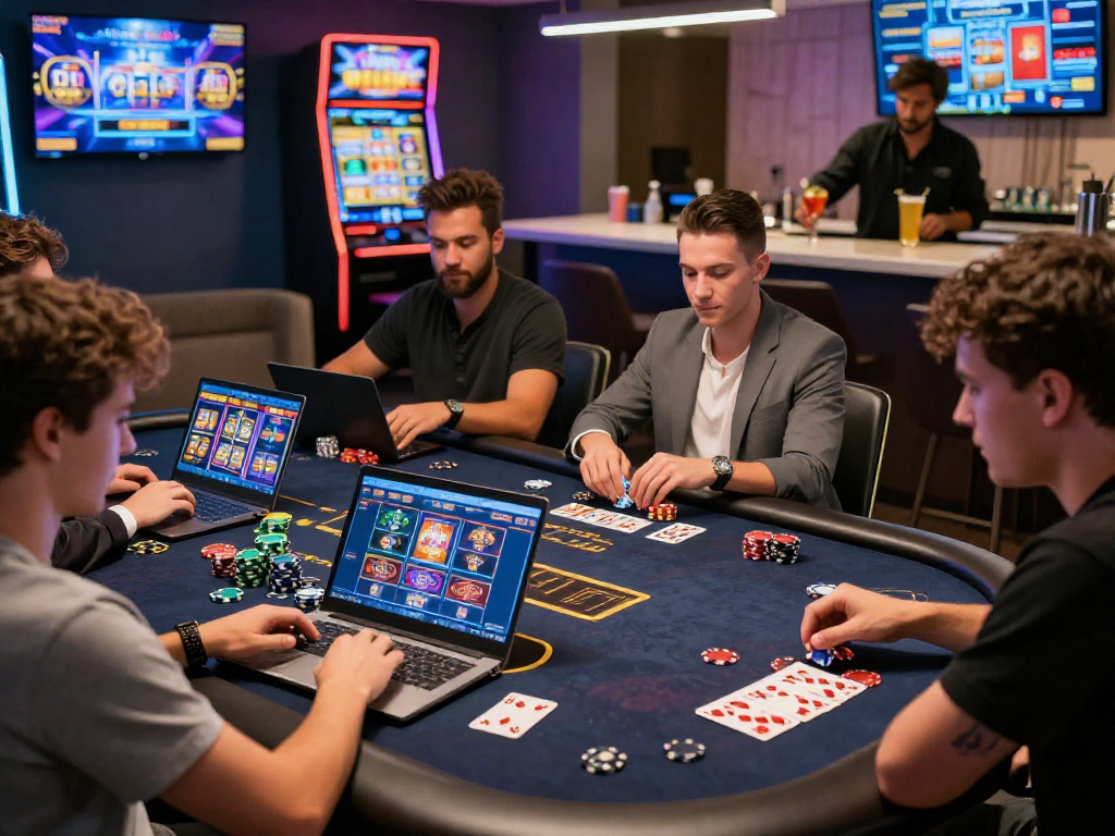 Players engaging at EU casinos accepting UK players in a vibrant lounge atmosphere.