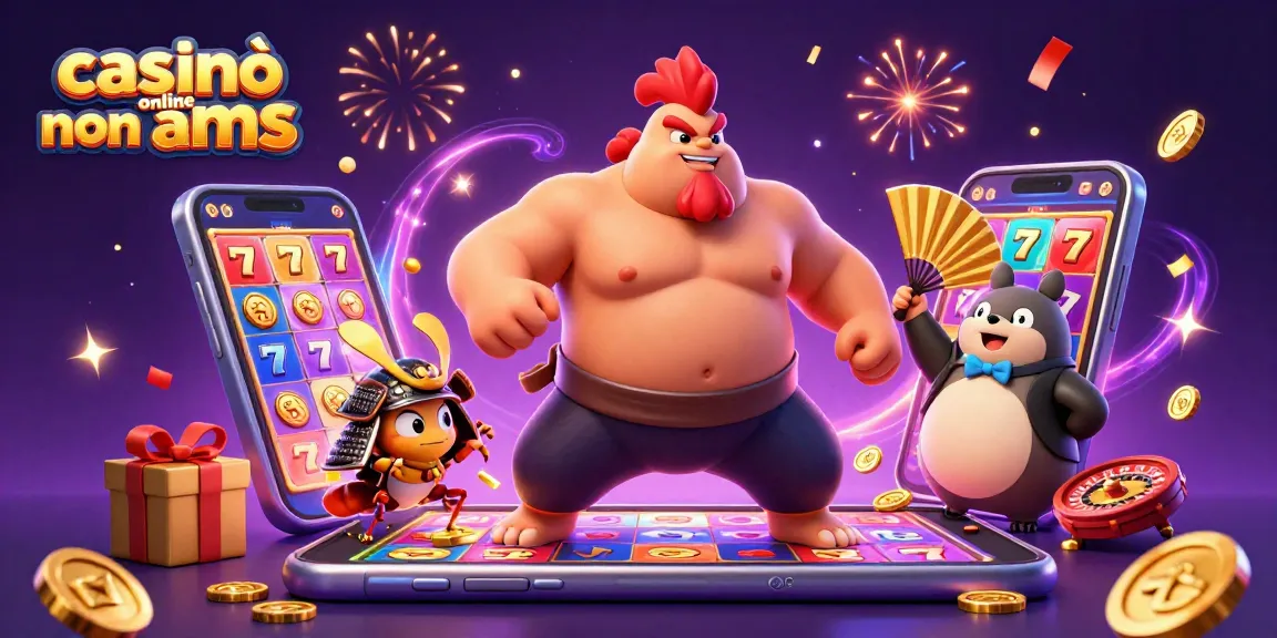 Impegnati nei casinò online non aams con giochi emozionanti e funzionalità dinamiche in questa vivace illustrazione.