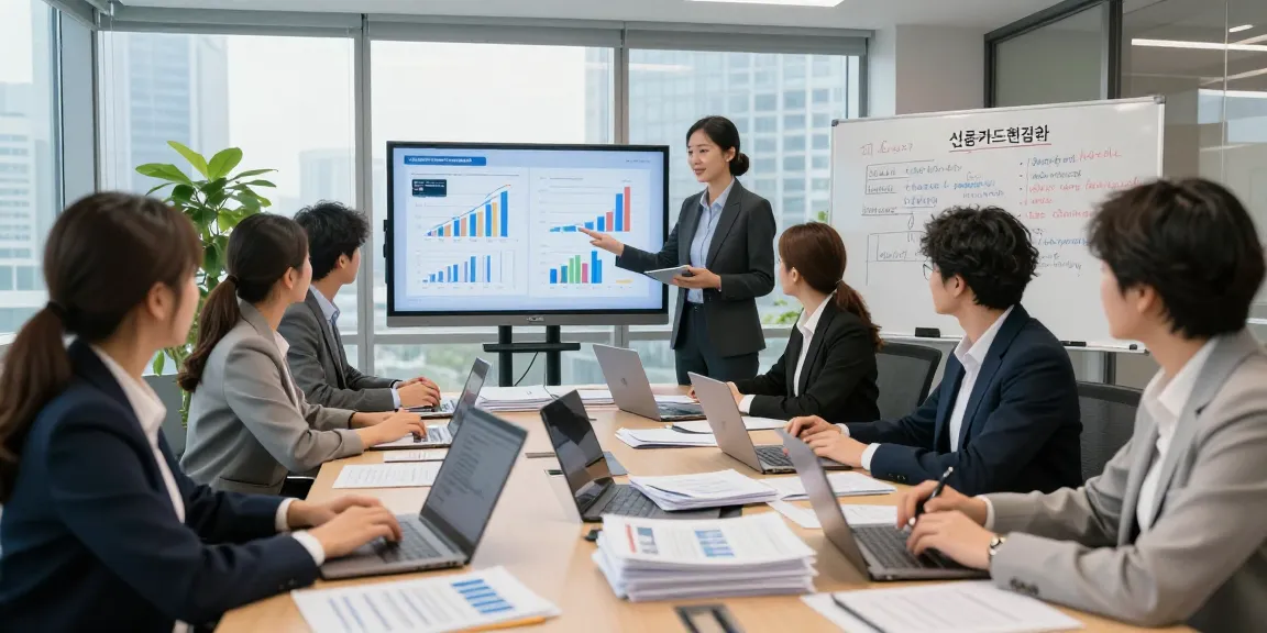 Office meeting discussing 신용카드현금화 strategies with financial professionals