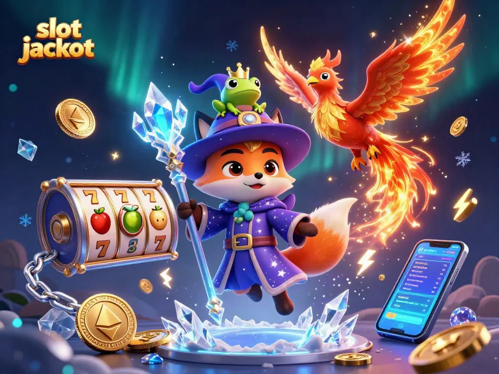 Play and win in the thrilling slot jackpot scene with vibrant characters and engaging game elements.
