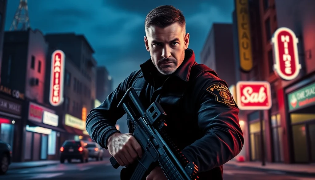 A Deadly Chance thriller book cover depicting a rugged LAPD officer in an urban night setting.