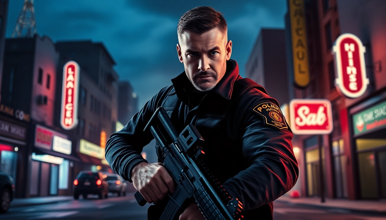 A Deadly Chance thriller book cover depicting a rugged LAPD officer in an urban night setting.