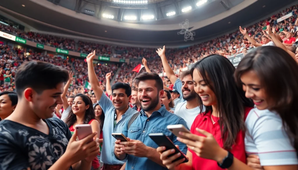 Engaged bettors enjoying sports betting in Mexico with vibrant atmosphere and celebration.