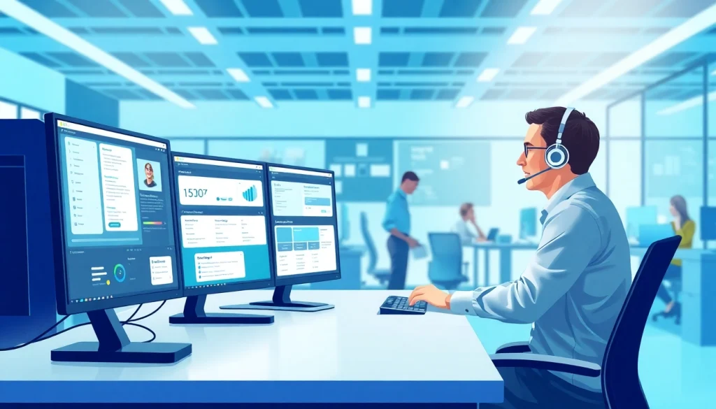 Support agent assisting with IT Helpdesk Solutions in a modern workspace.