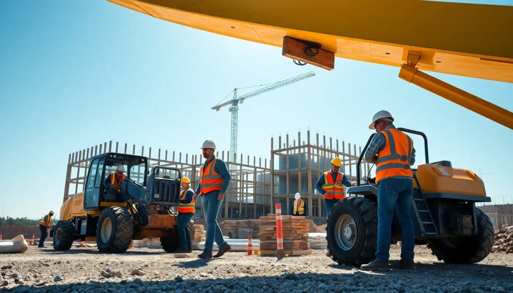 Laborers engaged in Austin construction at a vibrant building site.