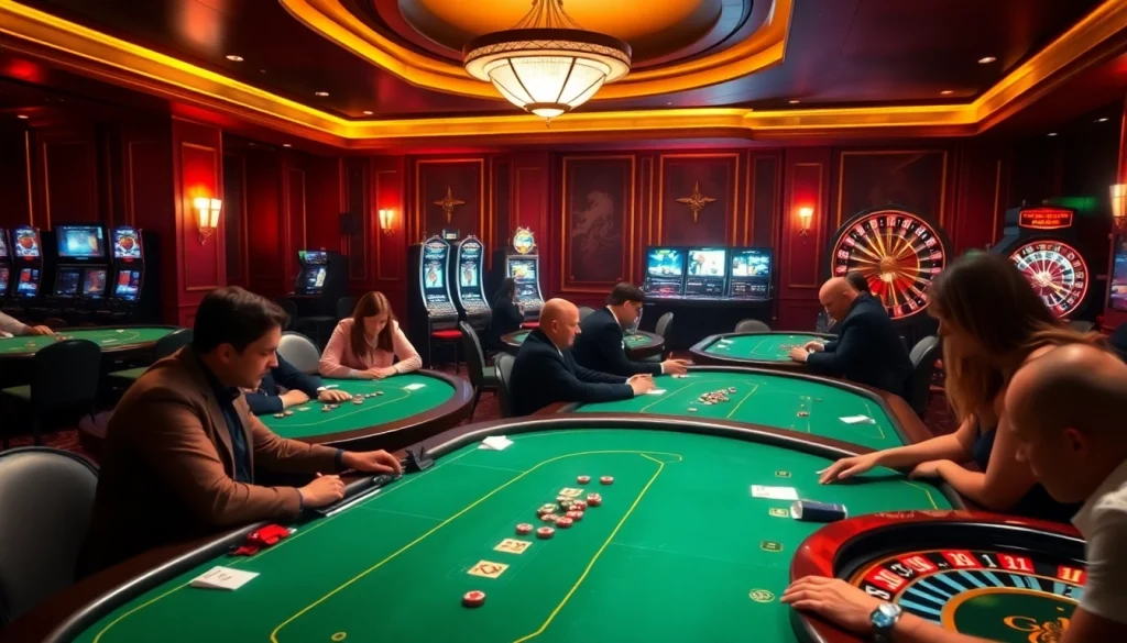 Experience the excitement of gambling at god55 casino with luxurious poker tables and vibrant slot machines.