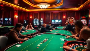 Experience the excitement of gambling at god55 casino with luxurious poker tables and vibrant slot machines.