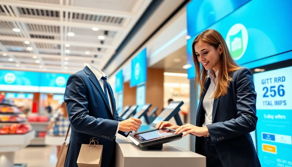 현대적인 소매 허브에서의 상품권신용카드 거래로 쇼핑 경험