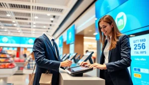 현대적인 소매 허브에서의 상품권신용카드 거래로 쇼핑 경험