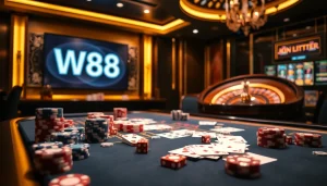 Experience thrilling action at W88 link with a table of poker chips and advanced gaming technology.