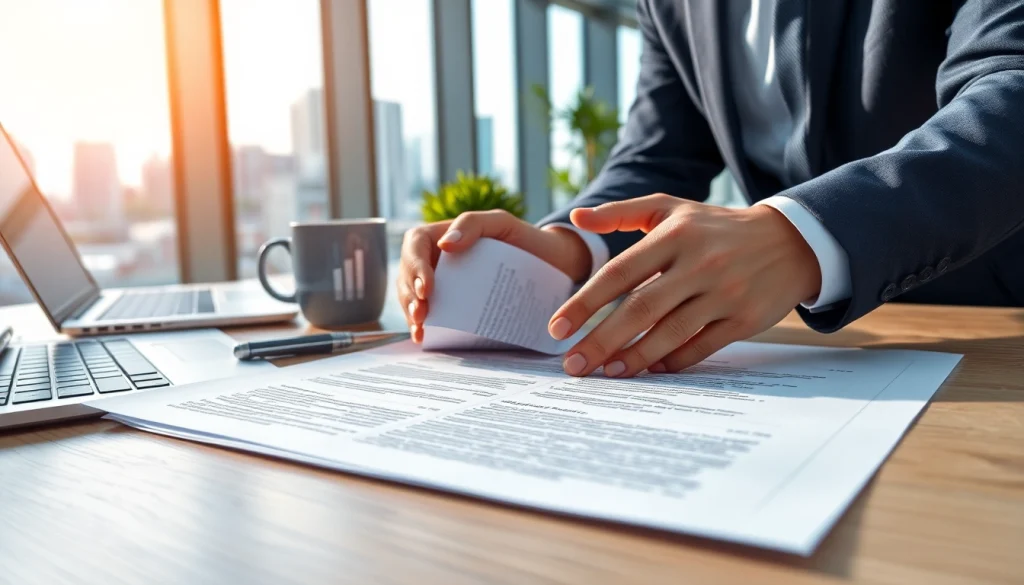 Reviewing legal documents in a professional setting emphasizing Contract Management.