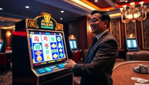 Putar slot demo Mahjong dalam suasana kasino yang hidup dan mewah penuh dengan kegembiraan.