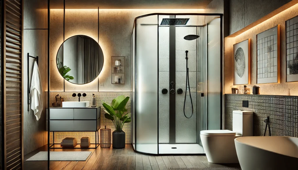 DALL·E-2024-06-21-16.56.35-A-modern-bathroom-with-a-stylish-shower-enclosure-in-a-different-design.-The-enclosure-features-frosted-glass-panels-and-black-matte-fittings-exuding (1)