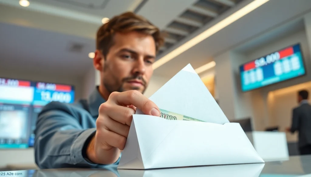 Melakukan deposit 1k di bank dengan suasana tenang dan profesional.