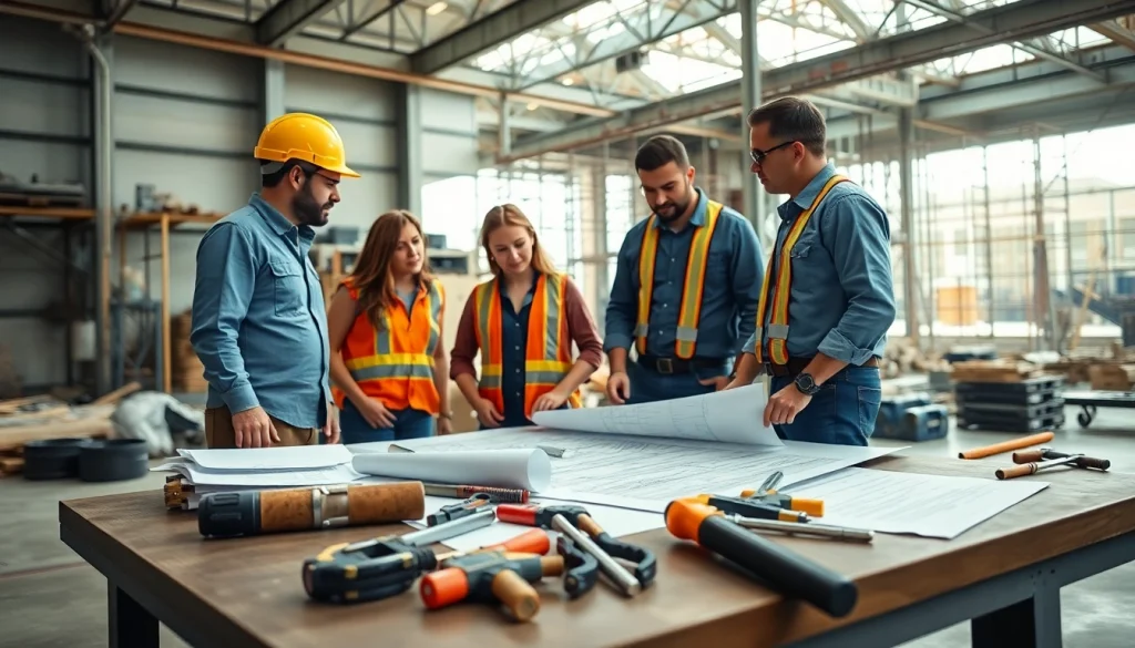 Team of professionals from the southern california contractors association collaborating on project planning.