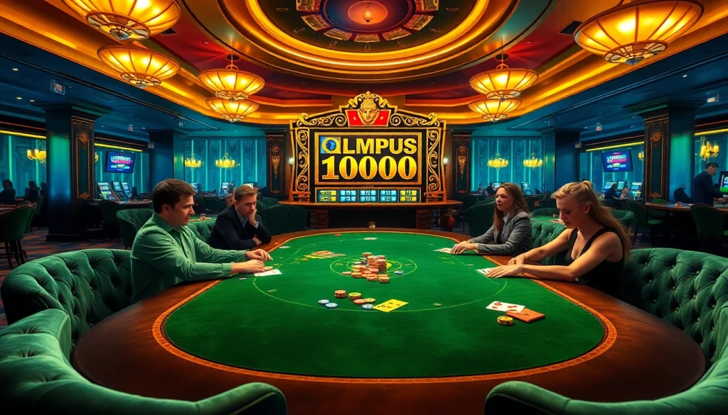 Pemain terbenam dalam pengalaman slot Olympus 1000, berinteraksi dengan elemen kasino yang berwarna-warni.