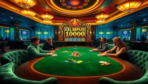 Pemain terbenam dalam pengalaman slot Olympus 1000, berinteraksi dengan elemen kasino yang berwarna-warni.