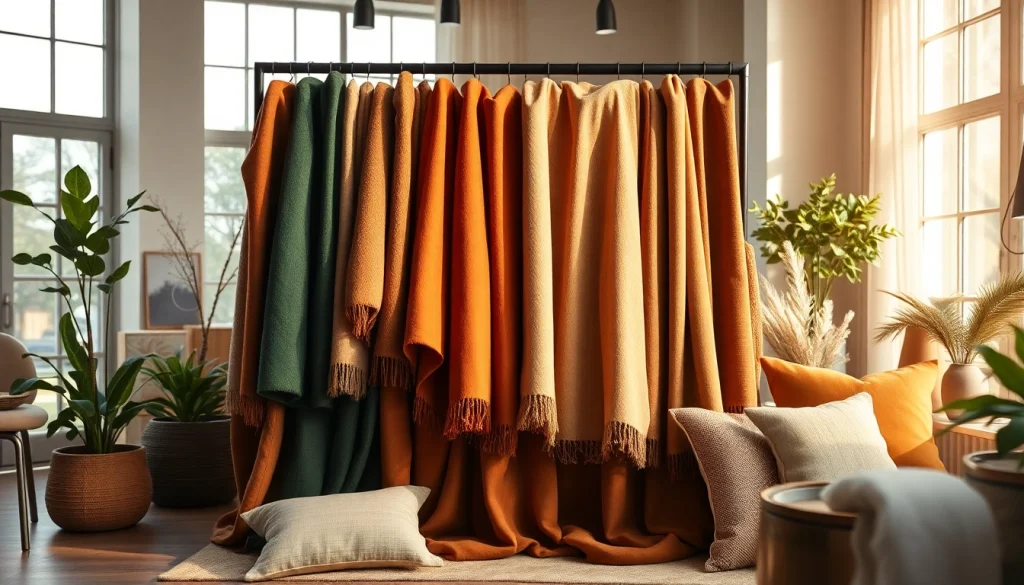 Verken warme en stijlvolle stoffen in een sfeervol showroom met texturen en kleuren.