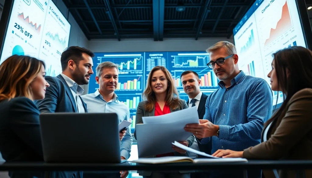 Engaged professionals utilizing competitive intelligence for sales to inform strategies.