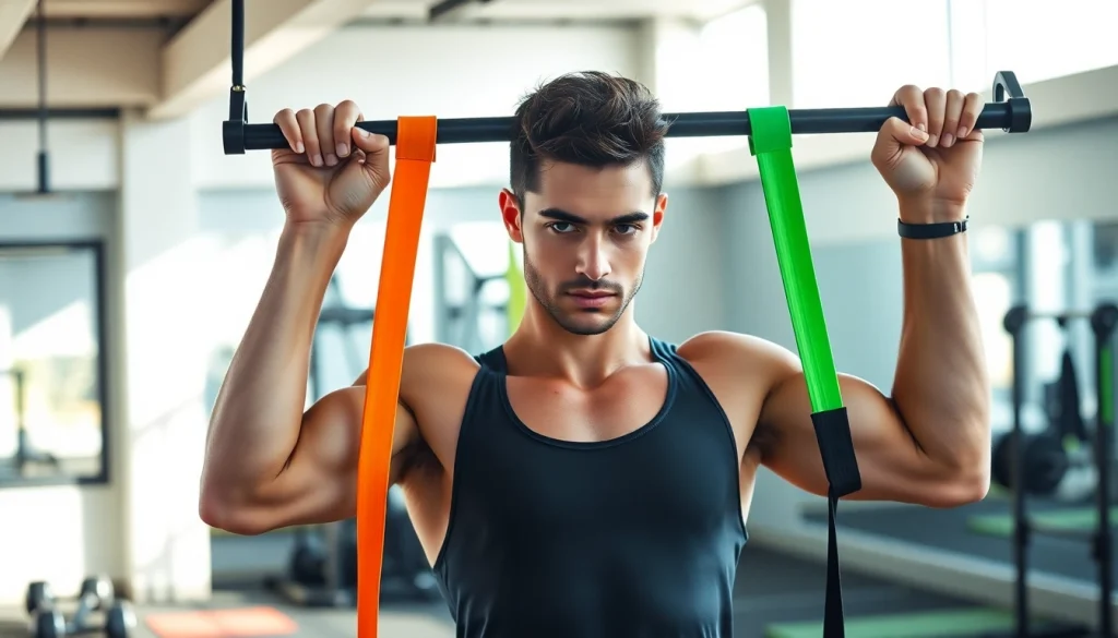 Resistance bands for pull-ups: fit individual demonstrating effective workout.