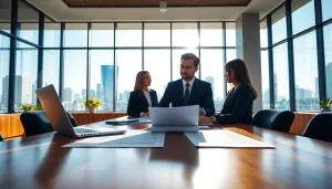 Engaging discussion with a real estate lawyer in a modern office setting.