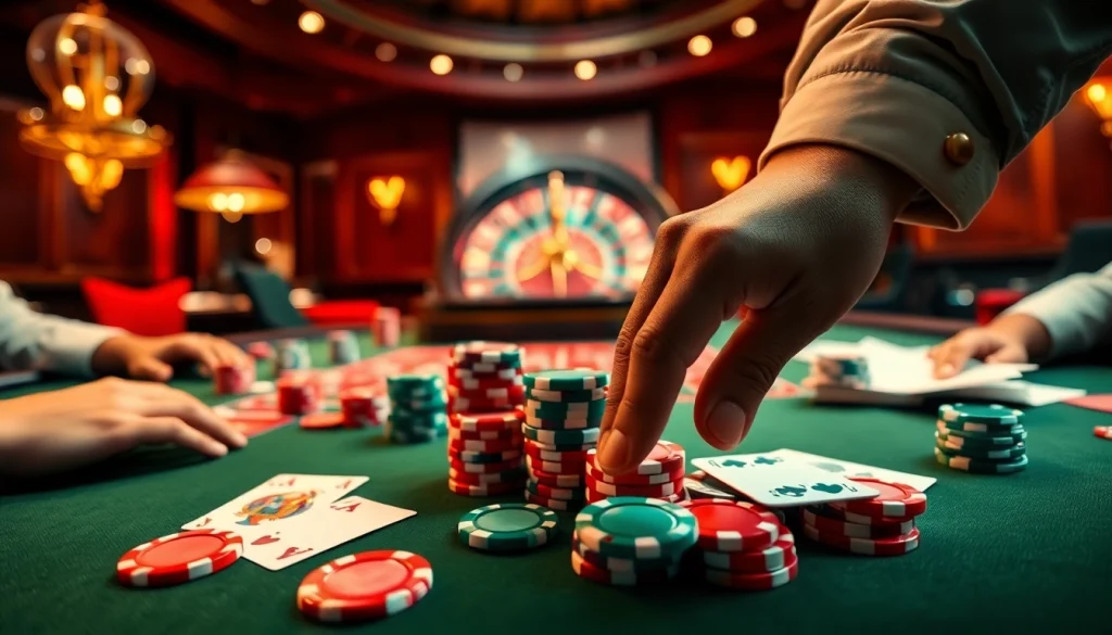 Experience the thrill of onicplay in an exciting casino setting with poker chips and roulette.