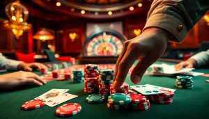 Experience the thrill of onicplay in an exciting casino setting with poker chips and roulette.