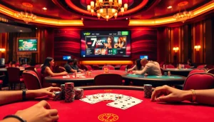 Experience the thrills of gambling at 7upbet with vibrant poker action and luxurious casino ambiance.