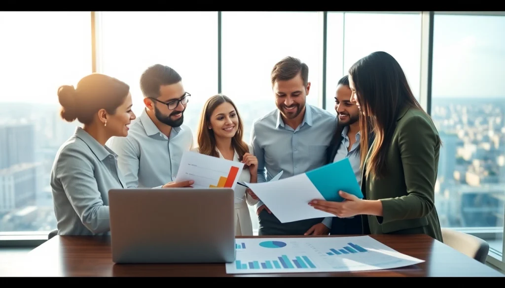 Engaging team discussing growth strategy trends in a modern office setting.