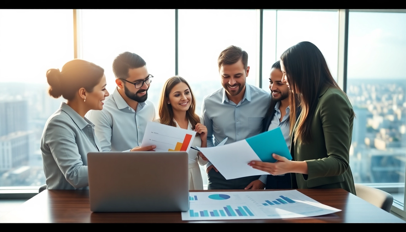 Engaging team discussing growth strategy trends in a modern office setting.
