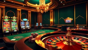 Participez à l'excitation du casino en ligne France dans un cadre de casino en ligne luxueux.