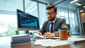 Audit Services in Dubai: Professional auditor reviewing financial documents in a modern office setting.