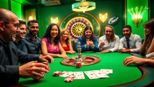 Players betting at a high-stakes poker table with 28BET branding, showcasing excitement and strategy.
