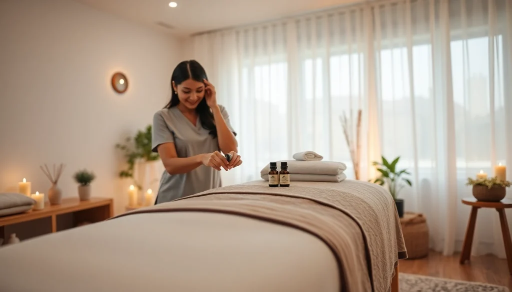수원출장마사지 차분한 마사지 환경에서 젊은 여성 치료사를 보여주는 모습
