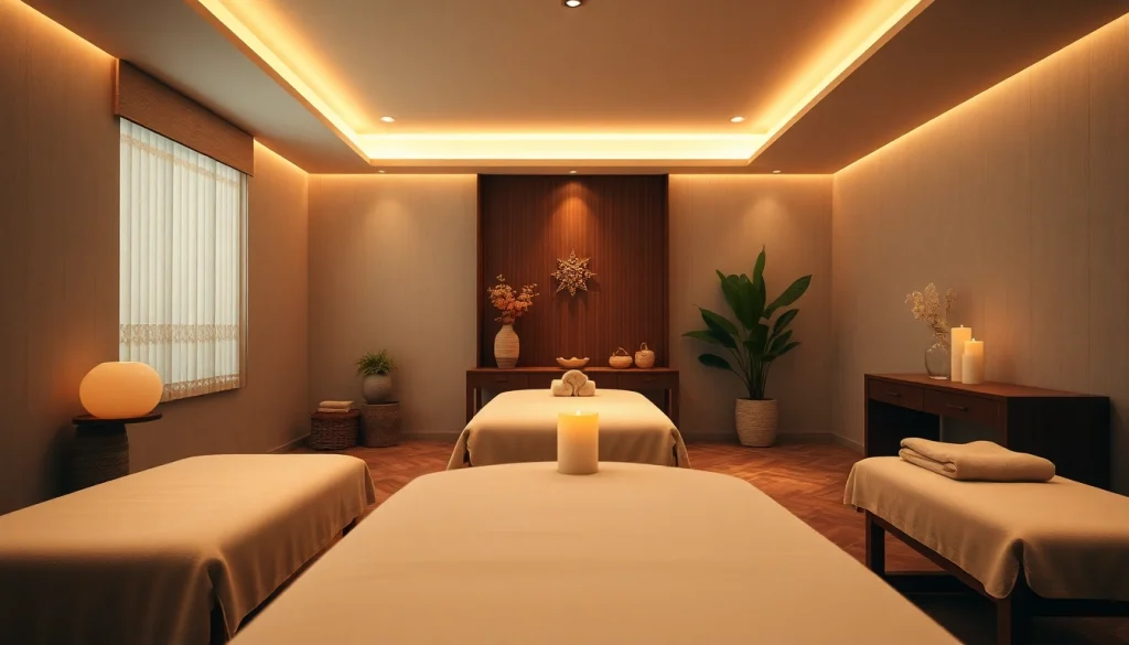 편안한 조명과 부드러운 장식이 있는 의정부마사지 요법실.