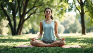 Anxiety symptoms portrayed through a calming mindfulness scene with a woman meditating.